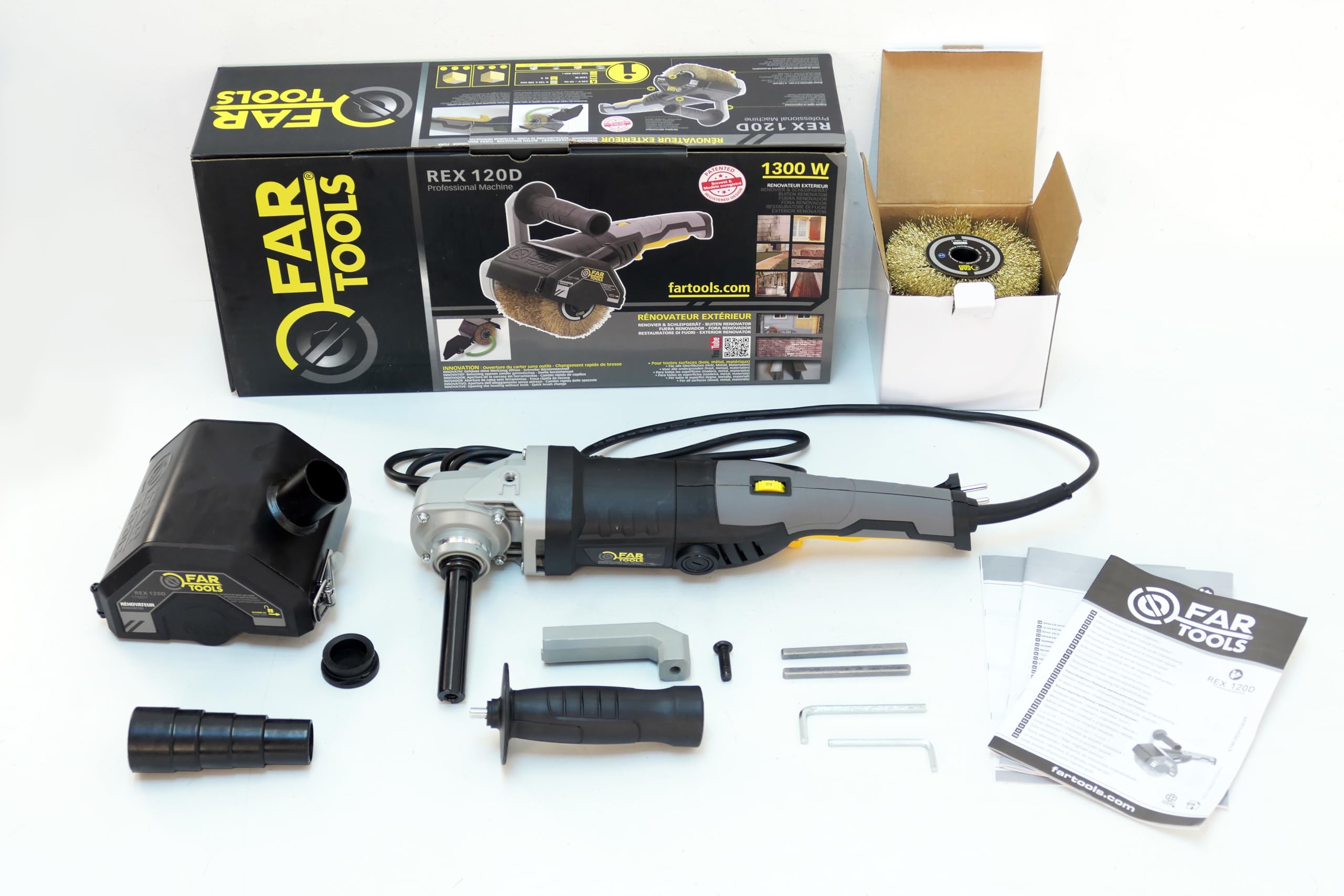 Fartools REX 120 Schleifmaschine für Außenrenovierungen, 1300 W, Schwarz, Norme