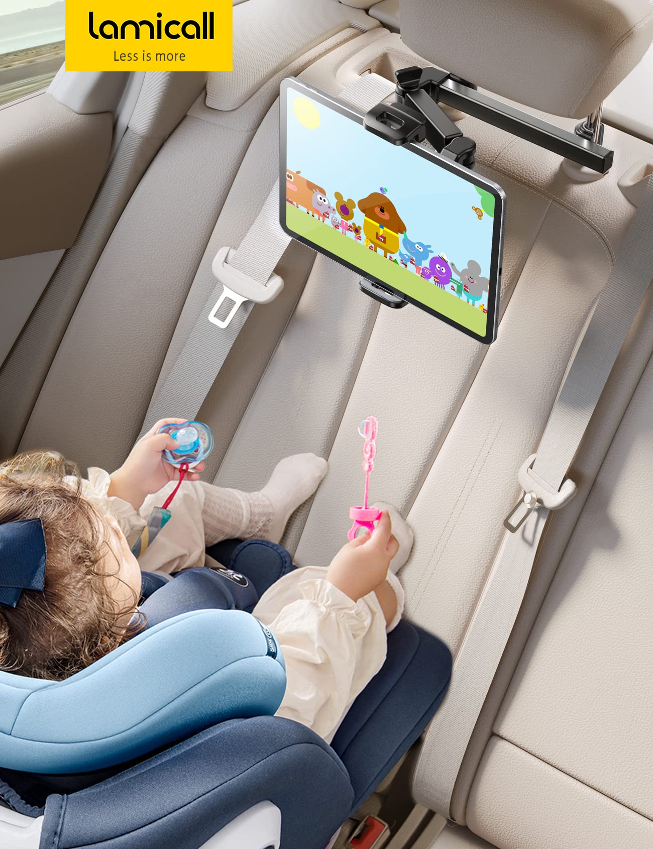 Lamicall Tablet Halterung Auto, Tablethalterungen Auto - Ausziehbar KFZ Tablet Halter Kopfstütze, Universal Tablet Kopfstützenhalter für iPad, für Switch, Samsung Tab, Smartphone & 4,7-11 Zoll Geräte