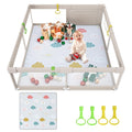 Uanlauo 150x150cm Laufstall mit Spielmatte, XXL Kinder Laufgitter, Innen & Außen Baby-Aktivitätsbereich mit Reißverschlusstür und 4 Ziehringen