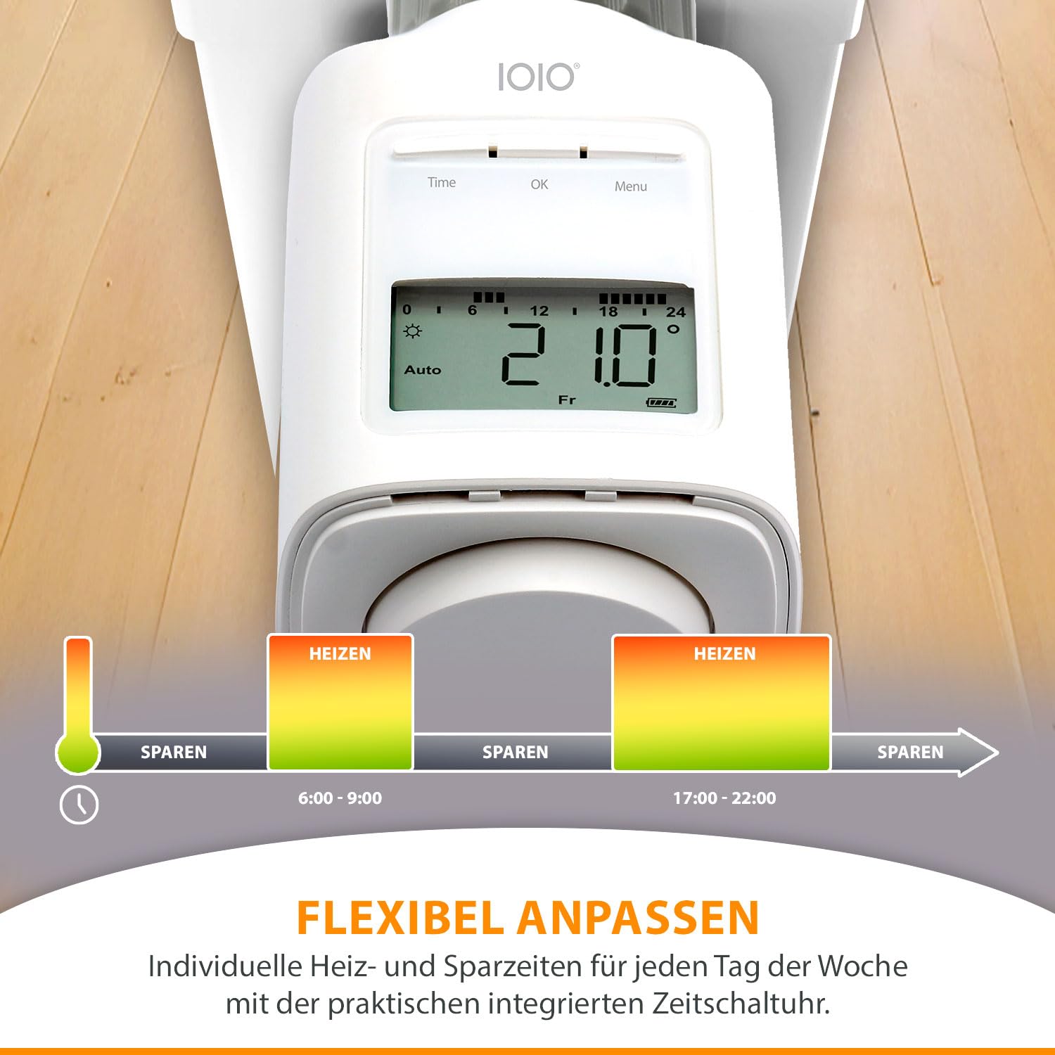 5 Stück IOIO Elektronisches Heizungsthermostat HT 2000/23 | Heizkosten sparen bis 30% | Einfache Installation | Individuell programmierbar | Heizkörperthermostat | Heizkörper Heizungsregler
