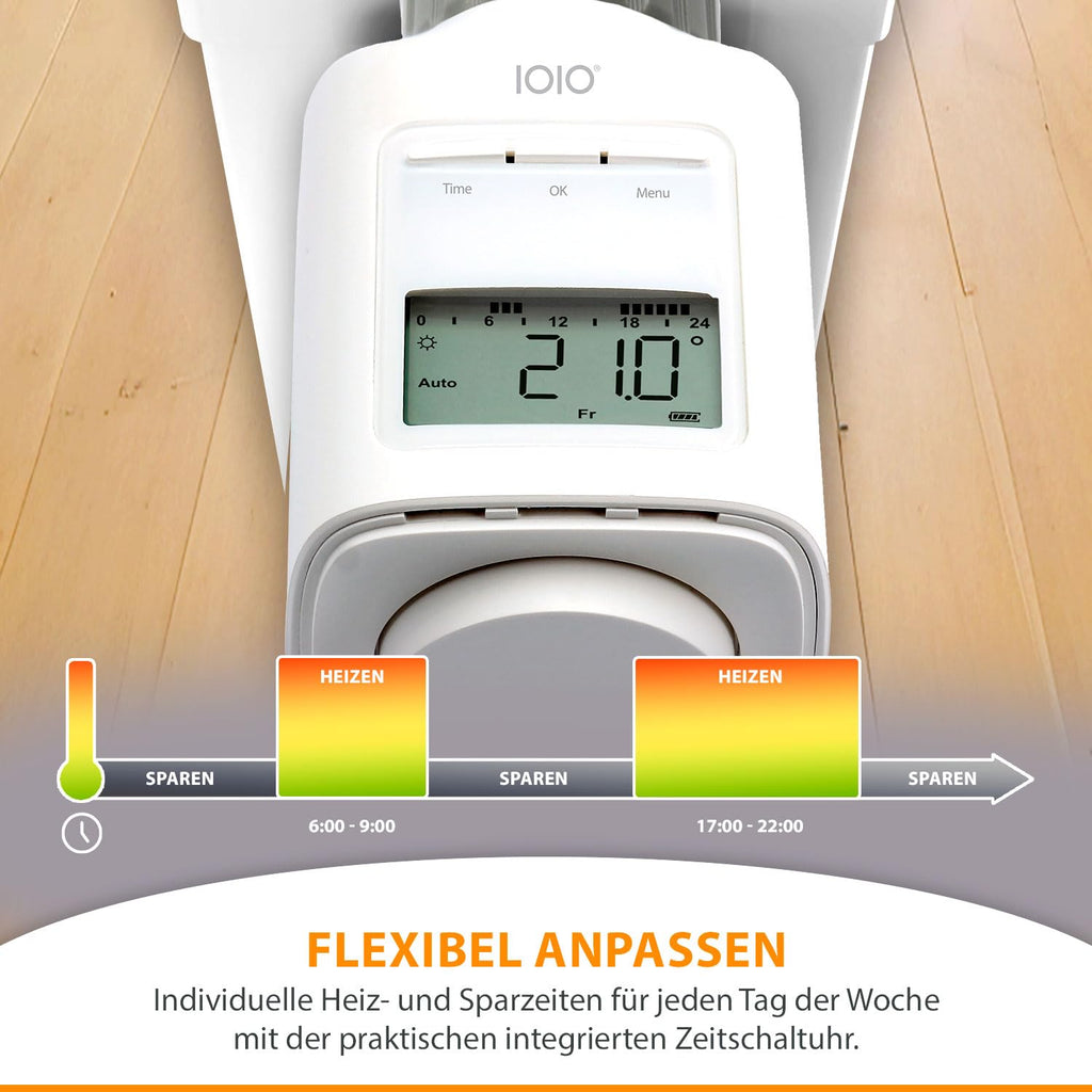 4 Stück IOIO Elektronisches Heizungsthermostat HT 2000/23 | Heizkosten sparen bis 30% | Einfache Installation | Individuell programmierbar | Heizkörperthermostat | Heizkörper Heizungsregler
