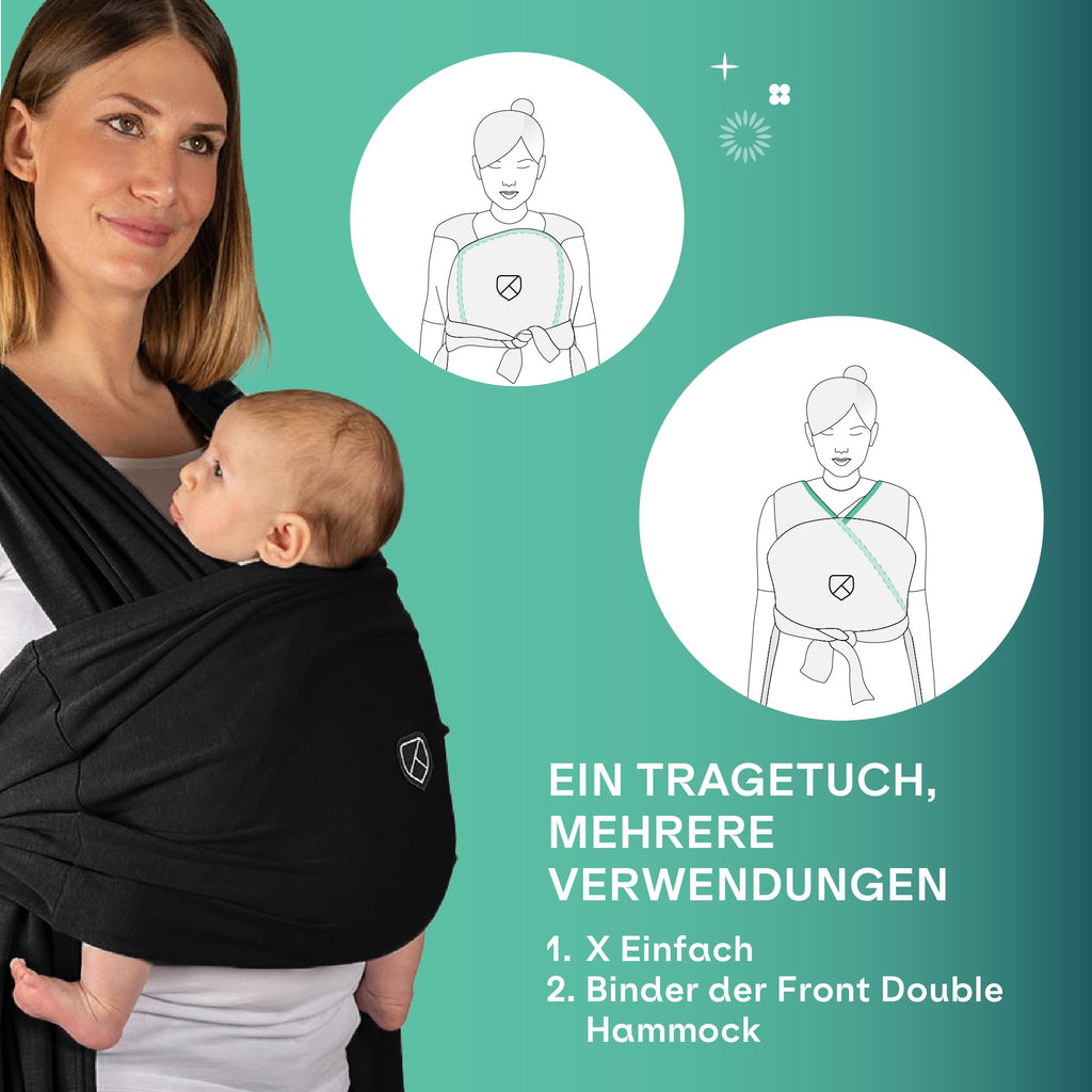 Koala Babycare Babytragetuch - Einfach anzuziehen - Elastisches Tragetuch bis zu 15 kg - Verstellbar und Unisex