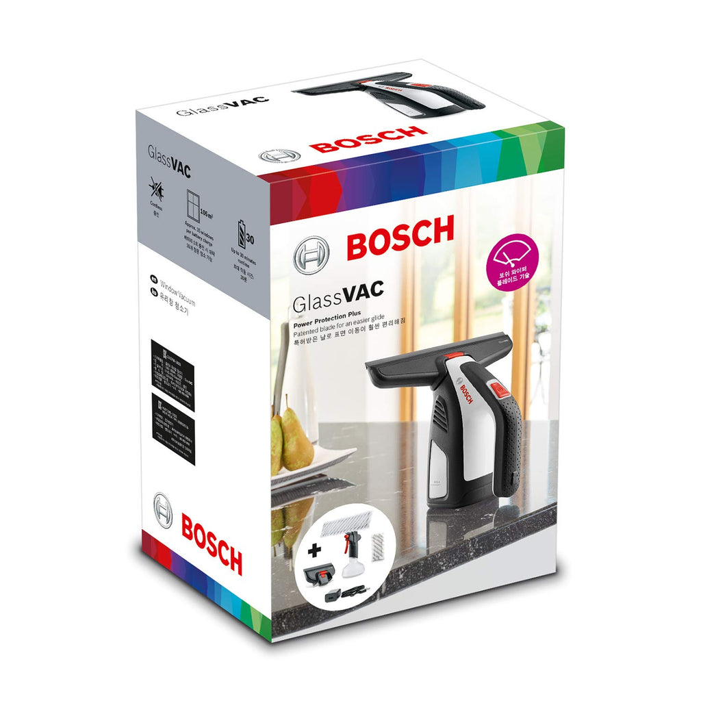 Bosch Akku Fenstersauger GlassVAC (für Fenster, Spiegel und Dusche, Laufzeit: ca. 35 Fenster, im Karton)