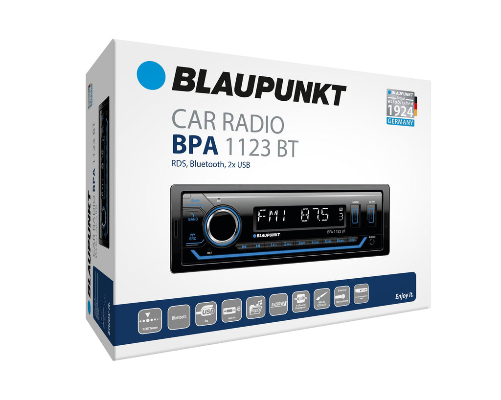 Blaupunkt BPA 1123 BT, 1-DIN Autoradio, Bluetooth, USB, Aux-Eingang, Sub-Out, Multicolour, 4x50Watt, 12V