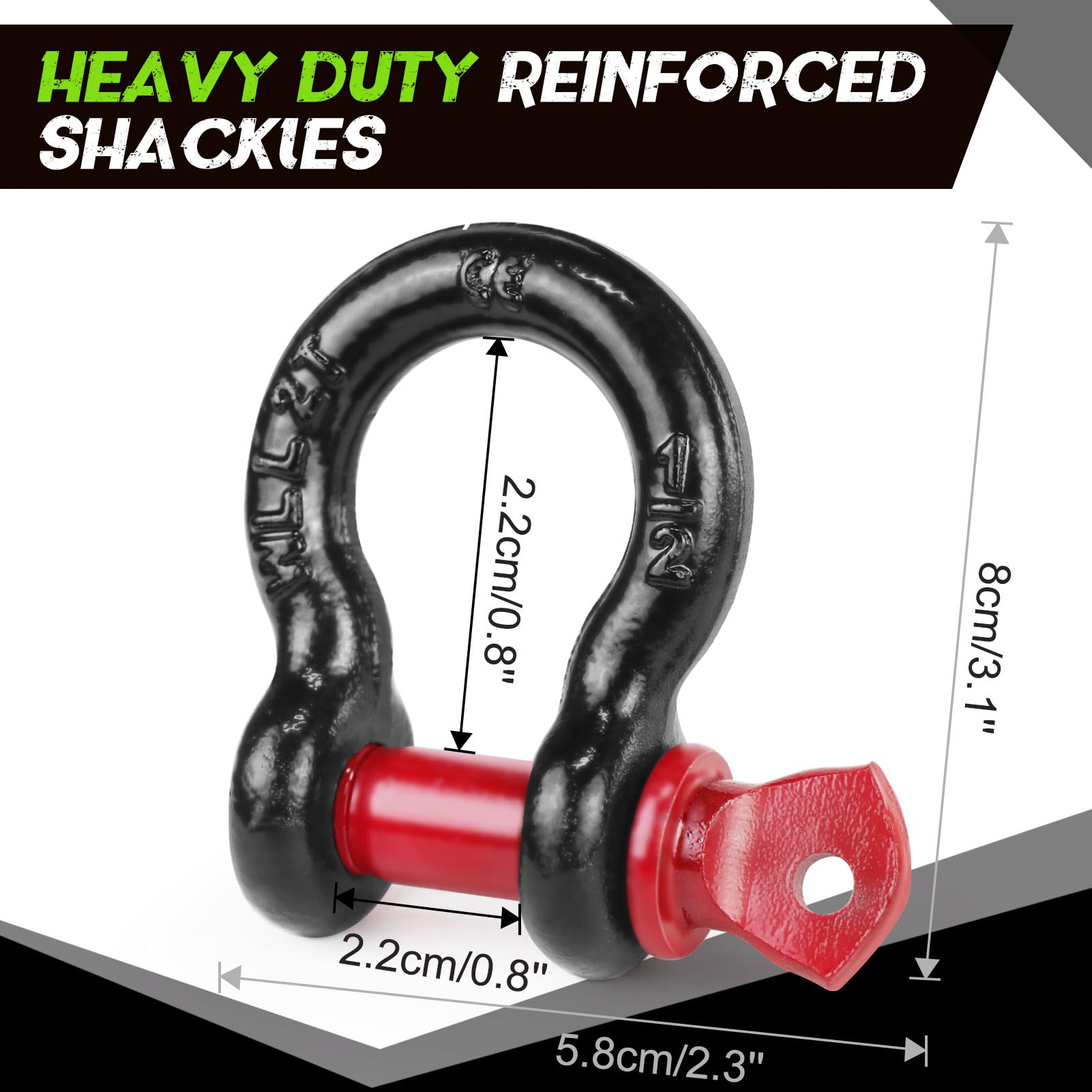 RYLIFEOGI Abschleppseil 10 Tonnen (22,000Lbs), 5mx5cm Heavy Duty Tow Strap mit 2 Verstärkten Haken 2 Handschuhen für Off-Road Fahrzeuge (Grün)