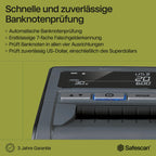 Safescan 185-S automatischer Geldscheinprüfer zur schnellen Überprüfung von Geldscheinen - Inklusive US Dollar - Falschgeldprüfgerät mit 7-facher Echtheitsprüfung - 100% genauer Geldscheinprüfer