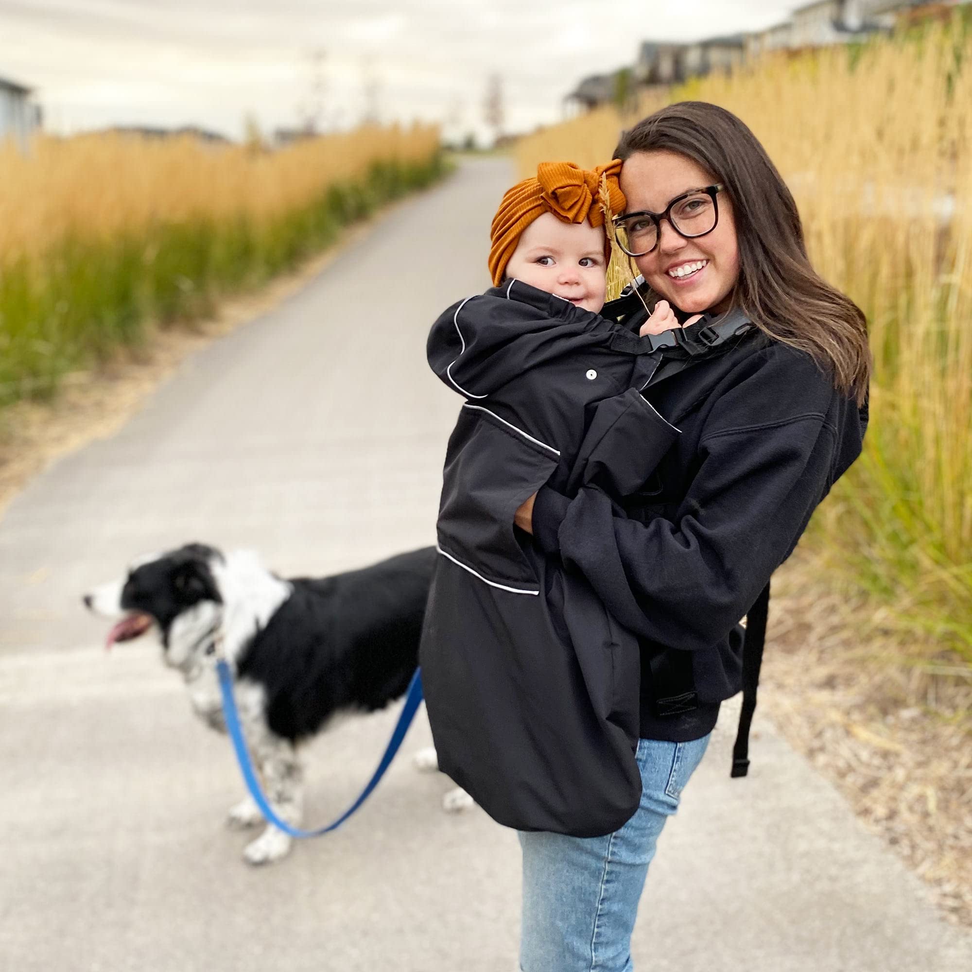 JAN & JUL Waterproof Baby Rain Cover with Hood and Pockets, Universal for Baby Carriers and Strollers (Black)