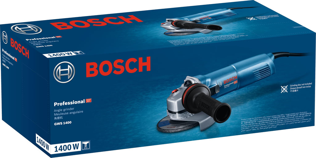 Bosch Professional Winkelschleifer GWS 1400 (Leistung 1.400-W-Motor, 125mm Scheiben-Ø, inkl. Aufnahmeflansch, Schutzhaube, Spannmutter, Zweilochschlüssel)