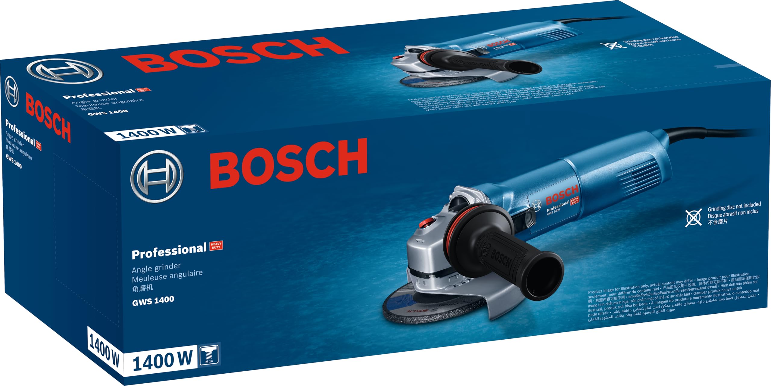 Bosch Professional Winkelschleifer GWS 1400 (Leistung 1.400-W-Motor, 125mm Scheiben-Ø, inkl. Aufnahmeflansch, Schutzhaube, Spannmutter, Zweilochschlüssel)