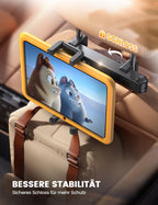 Lamicall Tablet Halterung Auto Kopfstütze - [Doppelt Faltbares Design] Tablethalterungen Auto mit Abschließbarer Alu-Arm, Ausziehbare KFZ Tablet Autohalterung für iPad, 6,1-13 Zoll Geräte & Smartphone