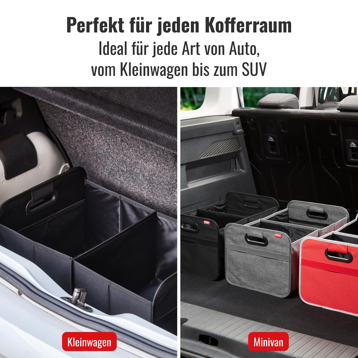 achilles Auto Kofferraum Organizer XL – Kofferraumtasche XL mit viel Stauraum – Geräumige & Pflegeleichte Faltbox – Auto Zubehör Innenraum Organizer – Stabiler Boden & Tragegriff – Schwarz