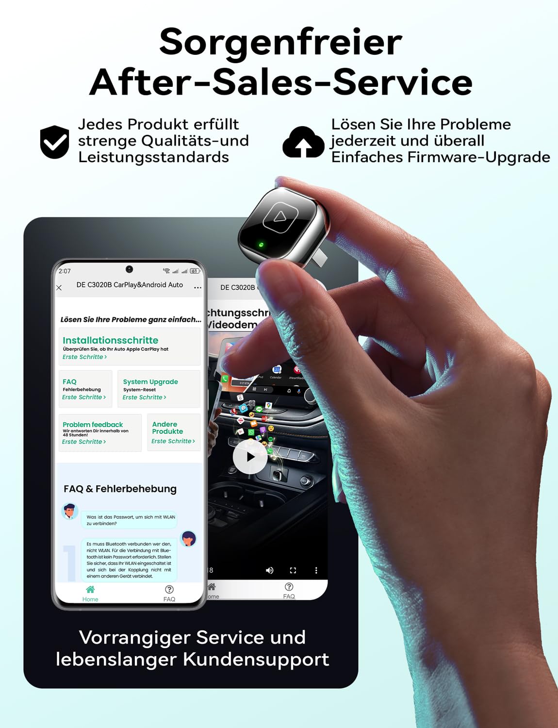 Wireless Carplay & Android Auto Adapter, Mavlou Metalldesign Mini & Stabiler 2-in-1-Dongle, Convert Wired CarPlay/Android Auto zu Wireless, für iOS 10+/Android 11+ & Autos ab 2016 (Schwarz)