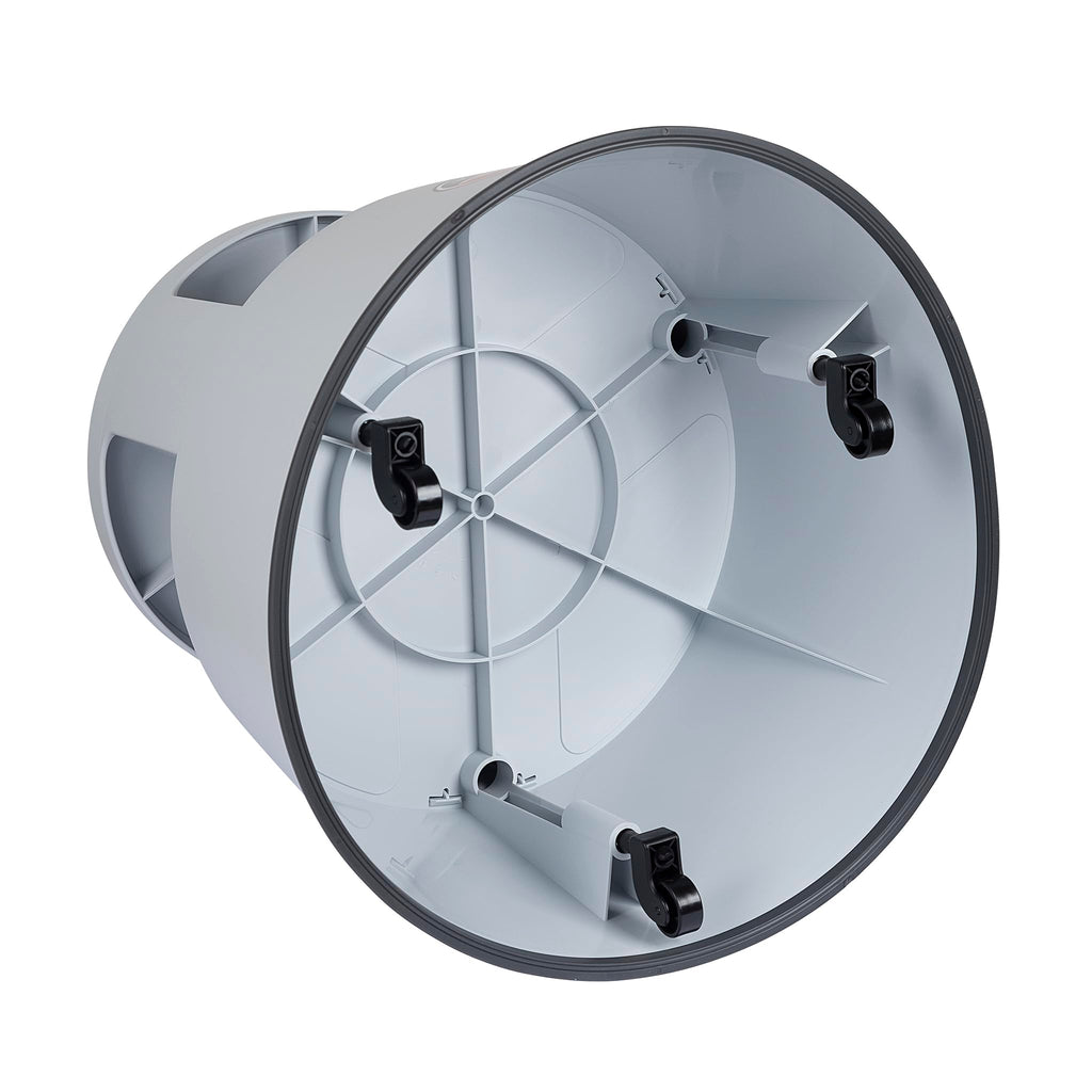 WEDO Rollhocker Super Step – robuster Tritthocker aus bruchfestem Kunststoff, TÜV/GS-geprüft nach EU-Norm EN 14183-F, rutschfest & rollbar, Made in Germany, Höhe ca. 43 cm, Tragkraft 150 kg, Lichtgrau