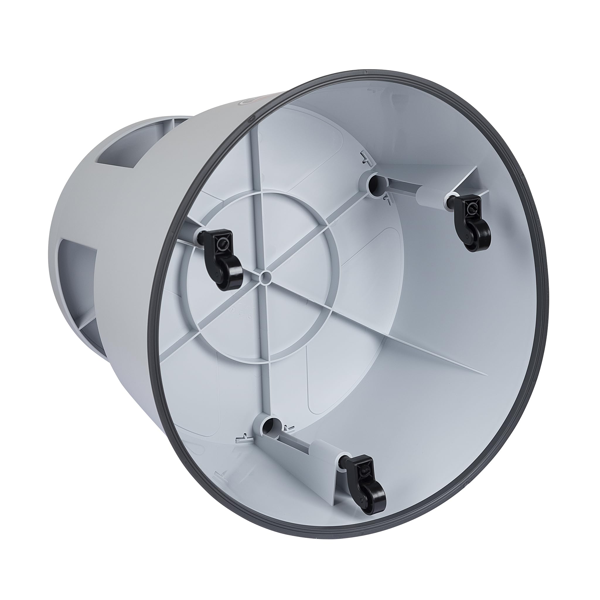 WEDO Rollhocker Super Step – robuster Tritthocker aus bruchfestem Kunststoff, TÜV/GS-geprüft nach EU-Norm EN 14183-F, rutschfest & rollbar, Made in Germany, Höhe ca. 43 cm, Tragkraft 150 kg, Lichtgrau