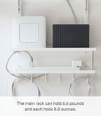 Yamazaki 5461 SMART Untertisch-Organizer für Kabel und Router, weiß, Stahl, minimalistisch, 40 x 11.5 x 43 cm