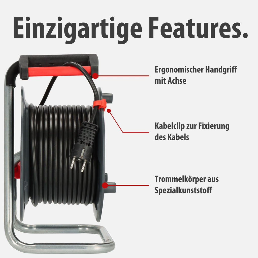 Brennenstuhl Garant V2 Kabeltrommel 25m Kabel (Made in Germany, 4 Schutzkontakt-Steckdosen, Überhitzungsschutz, Trommelkörper aus Spezialkunststoff)