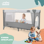all Kids United® Baby Reisebett Babybett - Babycenter Kinderreisebett Kinderbett mit Matratze, Wickelauflage, Musikspiel und Mobile (Grau)