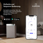 Klarstein Kraftwerk Smart 12K Mobiles Klimagerät – 12000 BTU, 35-59 m², App & Alexa Steuerung, 3-in-1 Kühlung, Entfeuchter & Ventilator, Leise, Timer, Ablaufschlauch Inkl., Weiß