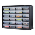 Amazon Basics Schubladenbox, 24-Fächer Kleinteilemagazin aus Kunststoff mit Trennwänden für Büro/Werkzeug/Basteln, Wandmontage, 16 x 54,1 x 40,1 cm, Schwarz