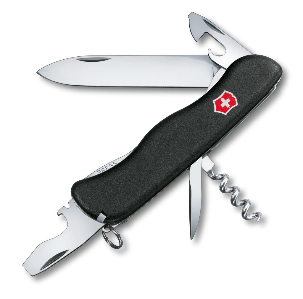 Victorinox Schweizer Taschenmesser, Picknicker, Swiss Army Knife, Multitool, 11 Funktionen, Schraubendreher, Feststellklinge, Schwarz