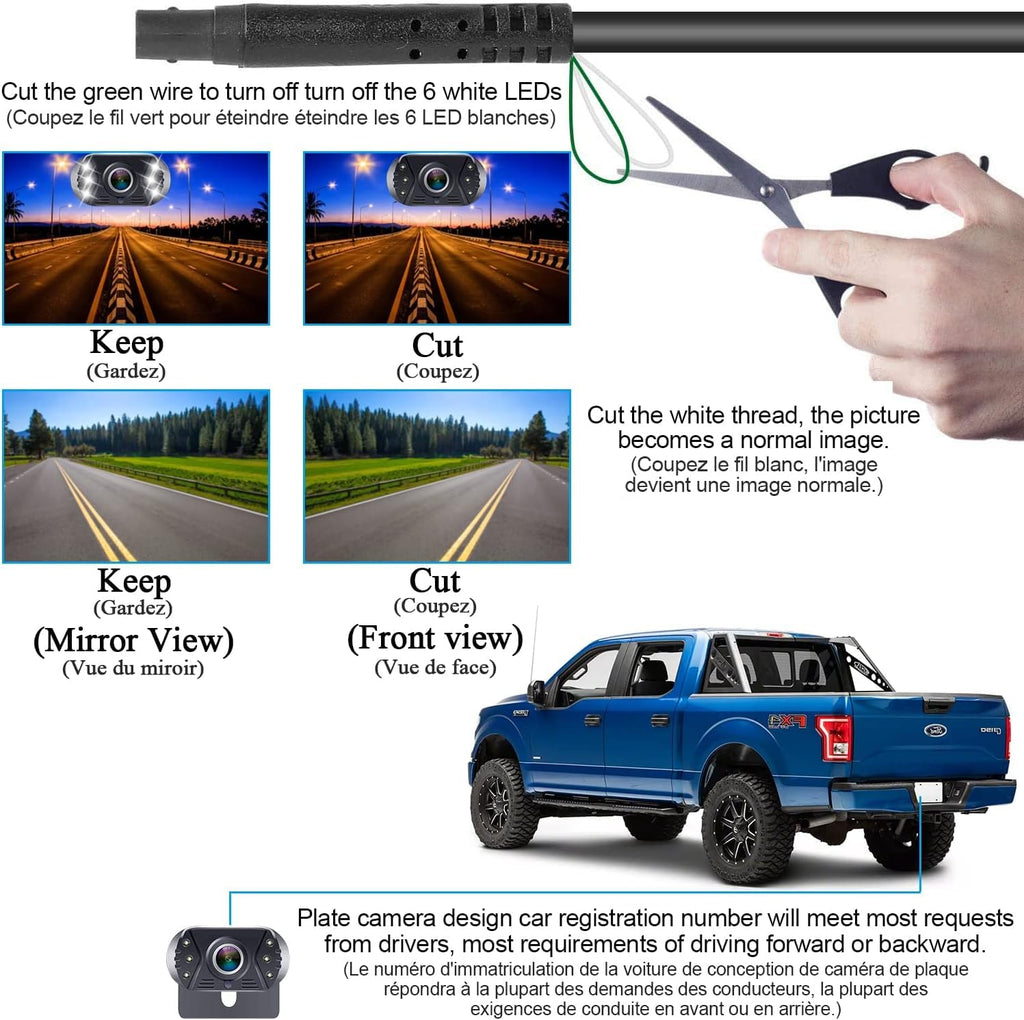 Rückfahrkamera Leicht Einzurichten Plug-Play: Farbe Klares Bild Nachtsicht DIY-Leitfäden HD 1080P Keine Verzögerung Auto Rückfahrkamera mit 4.3" LCD Monitor IP69 Wasserdicht für LKW/SUV Tomoia T1