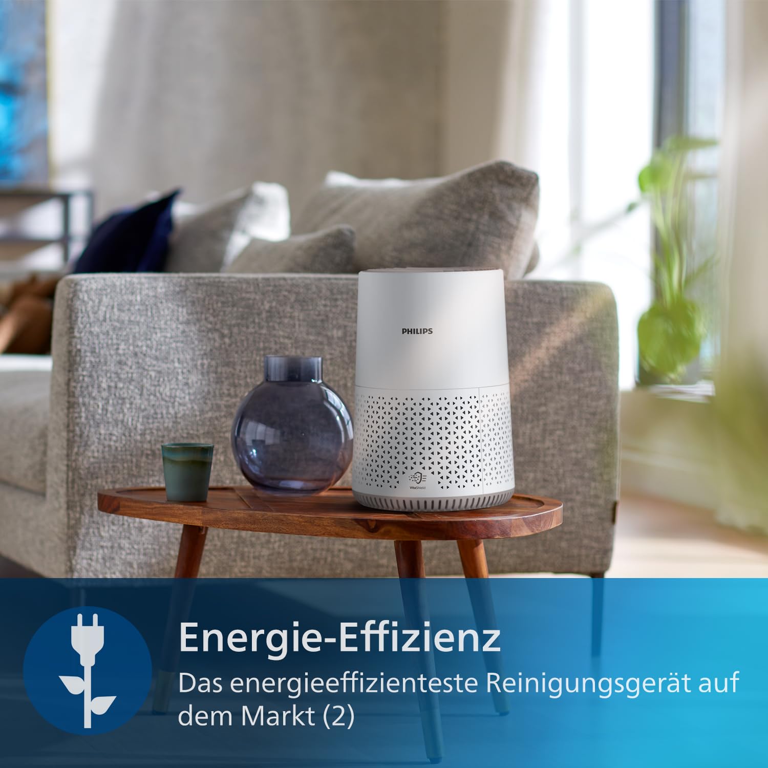 Philips Luftreiniger 600 Serie, Ultraleise und energieeffizient Für Allergiker, HEPA-Filter entfernt 99,97% der Schadstoffe, Für Räume bis zu 44m², App-gesteuert, Weiß (AC0650/10)