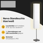 Brilliant Lampe Nerva Standleuchte titan/weiß | 2x C35, E14, geeignet für Kerzenlampen (nicht enthalten) | Mit Fußschalter