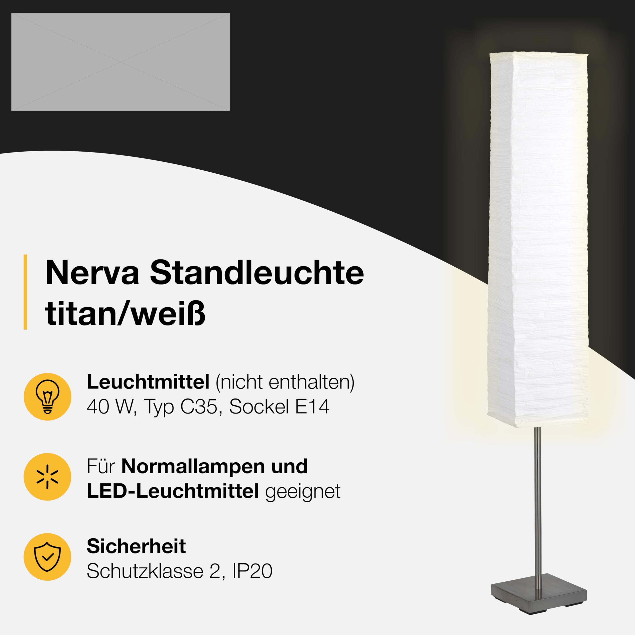 Brilliant Lampe Nerva Standleuchte titan/weiß | 2x C35, E14, geeignet für Kerzenlampen (nicht enthalten) | Mit Fußschalter