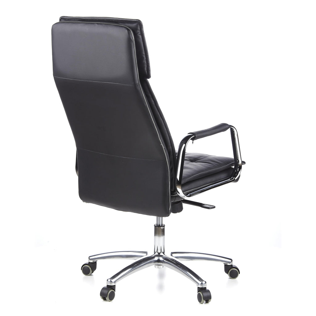 hjh OFFICE 600920 Chefsessel Bürostuhl Villa 20 Nappaleder Schwarz Büro-Sessel mit hoher Rückenlehne