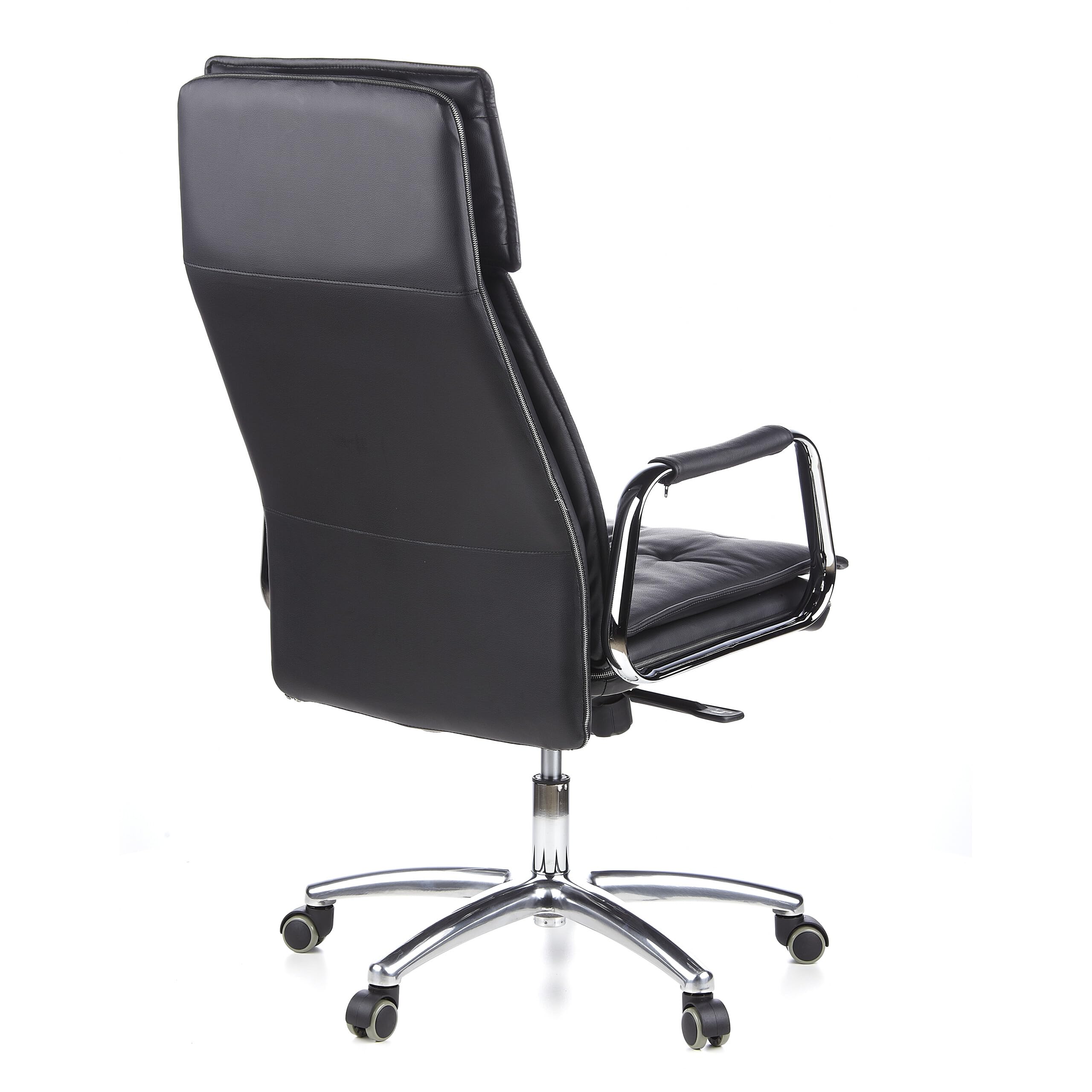 hjh OFFICE 600920 Chefsessel Bürostuhl Villa 20 Nappaleder Schwarz Büro-Sessel mit hoher Rückenlehne