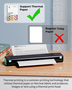Phomemo M08F Thermodrucker A4 Mobiler Bluetooth Drucker, Tragbarer Wireless Printer für Unterwegs Kompatibel Android iOS, Thermopapier Drucker, Schwarz Grün