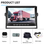 Hodozzy Rückfahrkamera Set AHD mit 7 Zoll LCD Monitor & Kamera Nachtsicht IP69 Wasserdicht für LKW, Anhänger, Bus, PKW, Wohnmobile, Vans (12V-24V), mit 15m Kabel