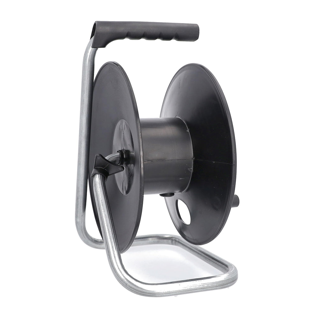 as - Schwabe Universal-Roller Leertrommel Ø285 mm mit Kabelhaspel, Feststellbremse, Fußgestell und ergonomischen Haltegriff, für diverse Kabellängen, 12121