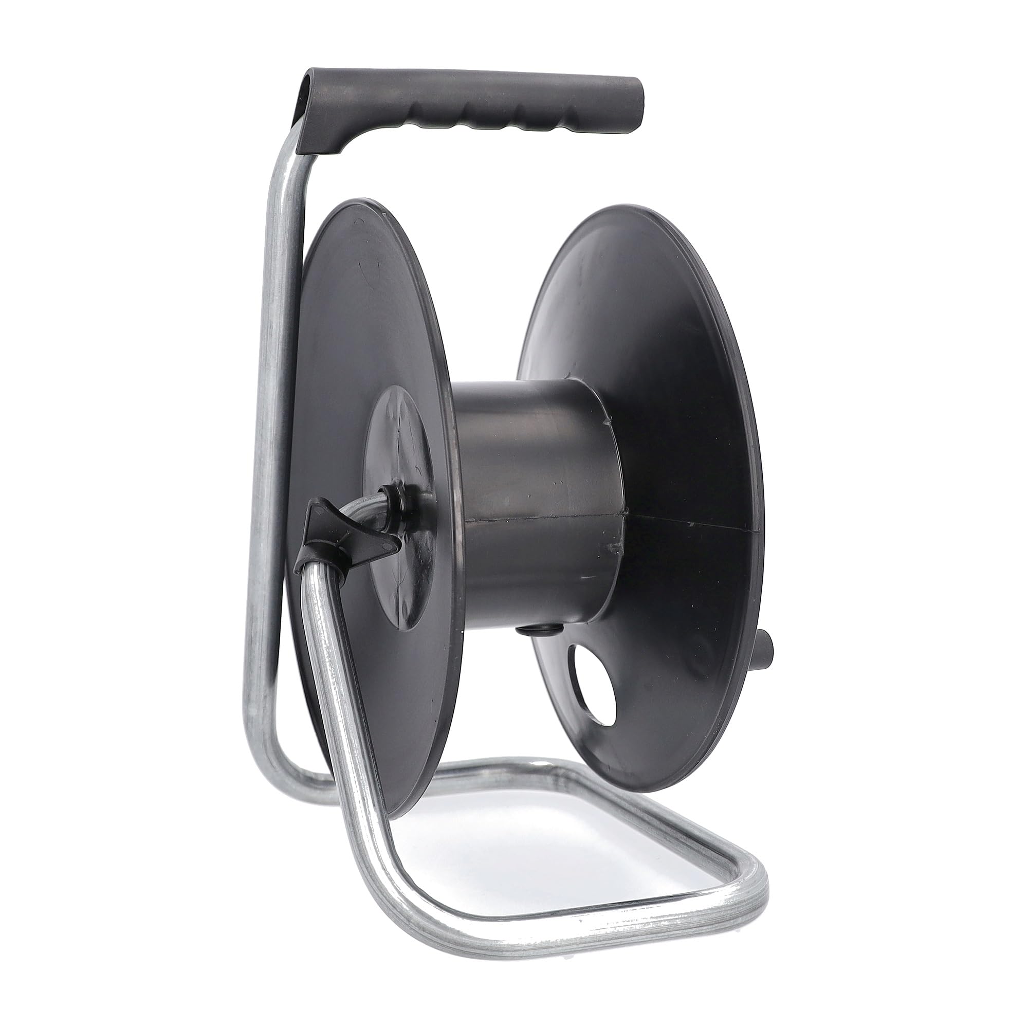 as - Schwabe Universal-Roller Leertrommel Ø285 mm mit Kabelhaspel, Feststellbremse, Fußgestell und ergonomischen Haltegriff, für diverse Kabellängen, 12121