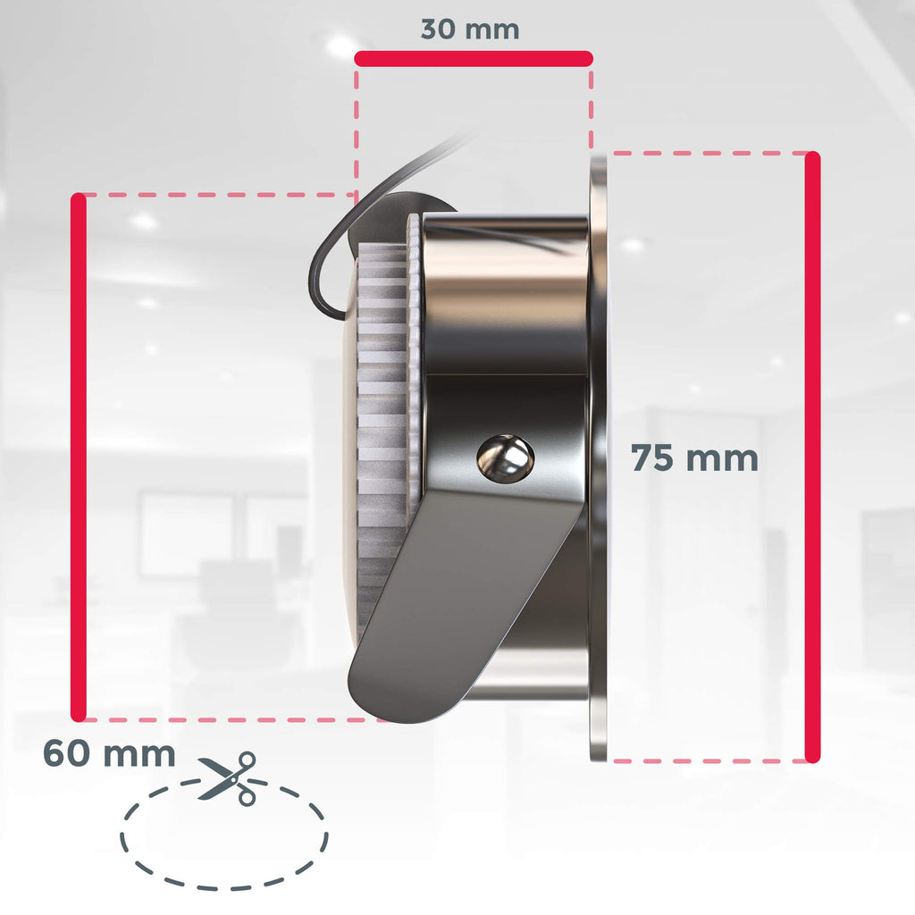 B.K.Licht - 6er Set LED Bad Einbaustrahler 230V 4,8W ultraflach IP44, 60mm Lochmass, warmweiße Lichtfarbe, Deckenspots, Spots, Einbauleuchten, Einbauspots, Badezimmer, 75x30 mm, Matt-Nickel