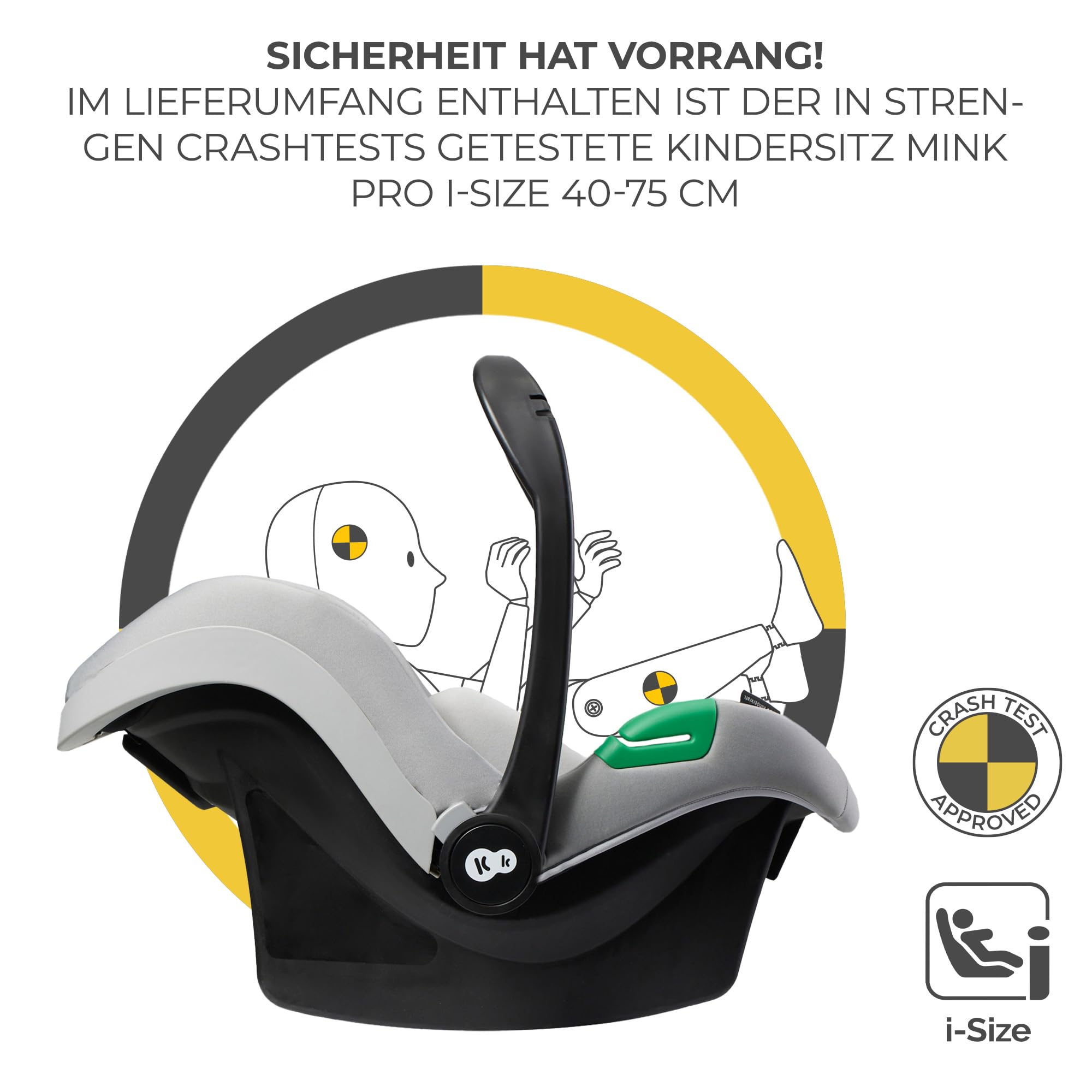 Kinderkraft ESME Kinderwagen 3 in 1 komplettset bis 26 kg, Kombikinderwagen reisesysteme mit Babyschale I-size 40-75 cm, Zusammenklappen, Liegeposition, Grau