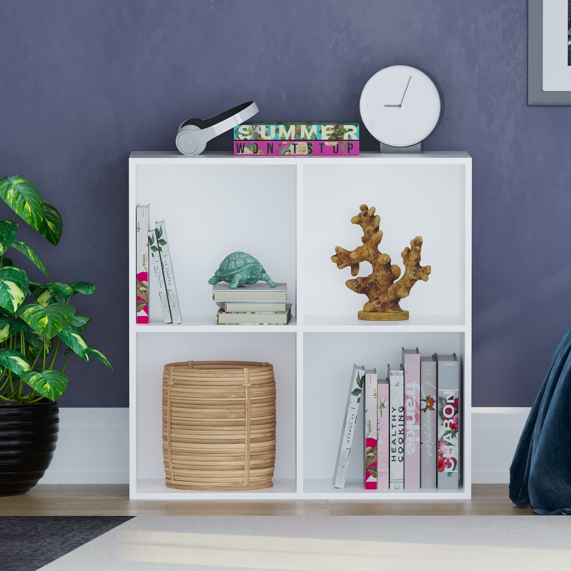 Vida Designs Durham Cube Bücherregal Aufbewahrung Organizer Wohnzimmer Bücherregal Home Office Möbel (4 Würfel, weiß)