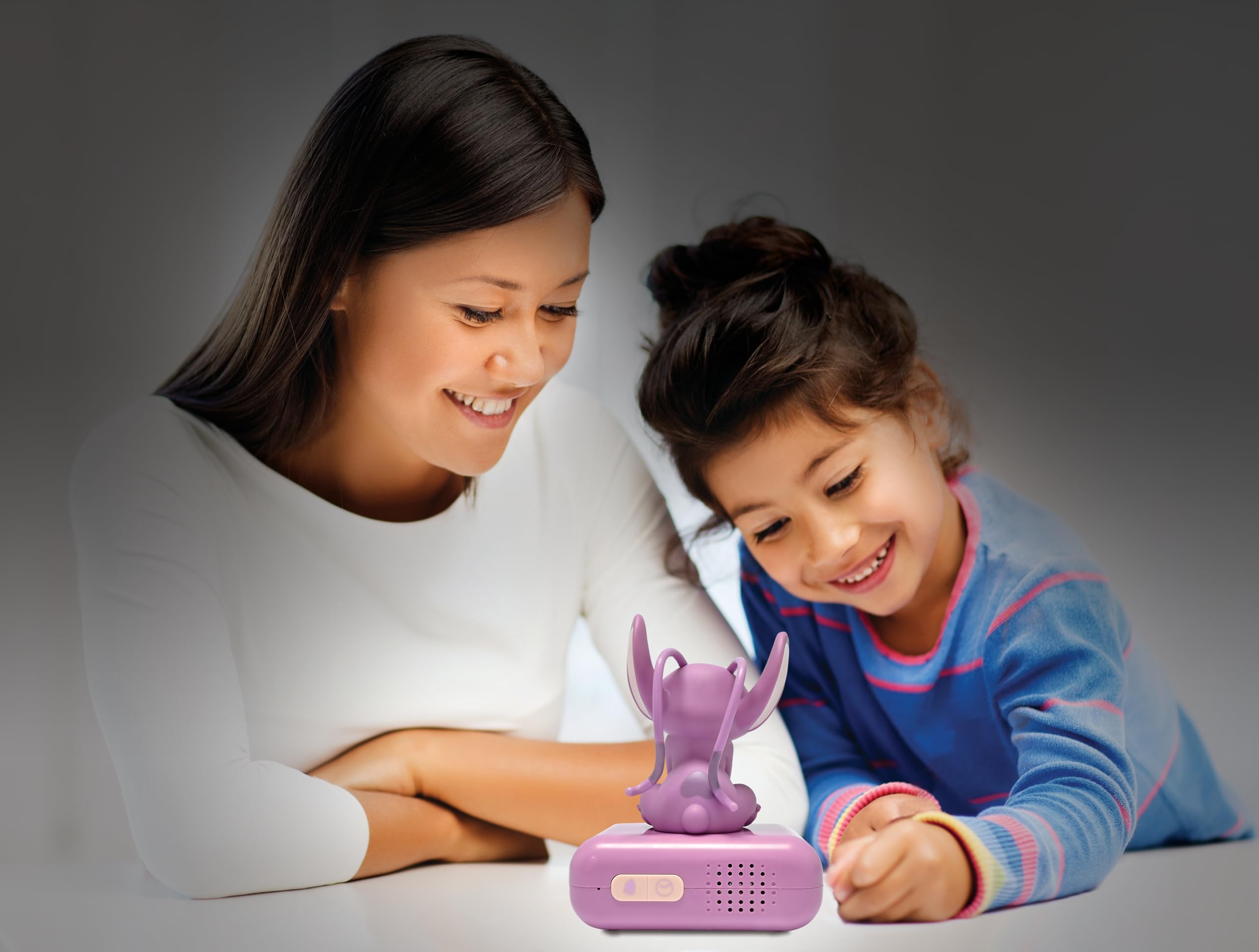 Lexibook, Disney Stitch, Angel Nachtlicht-Wecker, Töne und Melodien, hintergrundbeleuchteter LCD-Bildschirm, Leuchtend, Schlummerfunktion, rosa, RL800D1