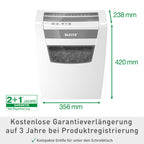 Leitz IQ Aktenvernichter Home Office, 12-10 Blatt (70-80 g/m²), TÜV+GS zertifiziert, Partikelschnitt, Sicherheitsstufe P4, Die Nummer 1 am Markt, 23L Behälter, Schredder für Büro, Weiß, 80090000