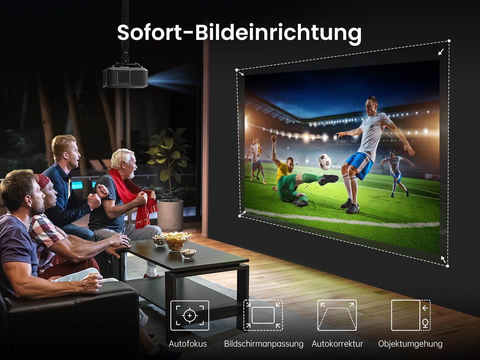 Yaber K3 Smart Beamer 【 Google TV & Sound by JBL】 Tageslicht Beamer mit WiFi 6 & Bluetooth, Handy Projektor für 4k Heimkino & Outdoor, Dolby Audio/Auto-Bildeinstellung, Netflix & 7000+ Apps