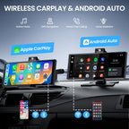 TECXERLLON 10,26 Zoll Wireless Carplay & Android Auto, Apple Car Play Display mit 4K Dashcam&1080P Rückkamera, Android Auto Display mit GPS Navigation, Mirror Link AUX FM 64G TF