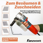 FANZWORK Knabber Blechknabber Knabber Nibbler Blechschere Blechnibbler 600W (mit Koffer und 2 x Stempeln)