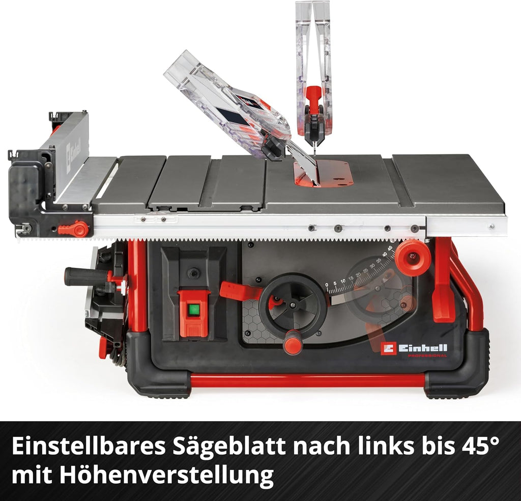 Einhell Professional Tischkreissäge mit Schiebetisch TP-CC 10 T (2000 W, 85 mm Schnitthöhe, Ø 254 mm Sägeblatt, Schiebeschlitten, Tischverbreiterung, Winkelanschlag)