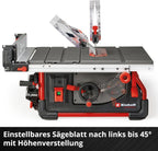 Einhell Professional Tischkreissäge mit Schiebetisch TP-CC 10 T (2000 W, 85 mm Schnitthöhe, Ø 254 mm Sägeblatt, Schiebeschlitten, Tischverbreiterung, Winkelanschlag)
