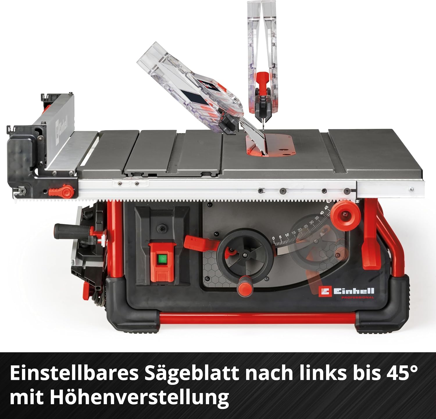 Einhell Professional Tischkreissäge mit Schiebetisch TP-CC 10 T (2000 W, 85 mm Schnitthöhe, Ø 254 mm Sägeblatt, Schiebeschlitten, Tischverbreiterung, Winkelanschlag)