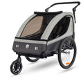 Tiggo VS Kinderanhänger 360° Drehbar mit Federung 2in1 Fahrradanhänger mit Buggy Set Jogger 5-Punkt Gurt Fahrrad Anhänger für 1 bis 2 Kinder max. 40kg (Grau)