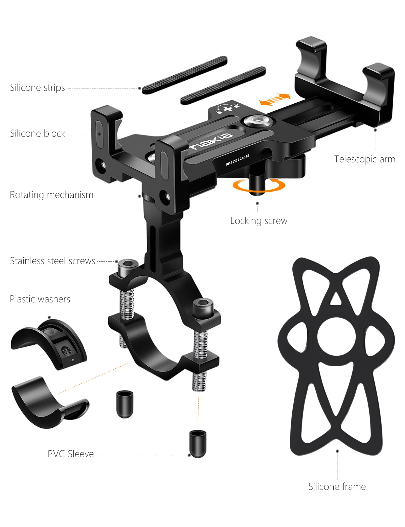 Tiakia Fahrrad Handyhalterung Aluminiumlegierung Motorrad Scooter Fahrrad Universal Handy Halterung Schnellspanner Outdoor Lenker Handy Halter Mit 360° Drehbarer Für 4,5-7,0 Zoll Smartphone
