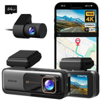 BOTSLAB Dashcam Auto Vorne Hinten, 4K Dashcam Auto GPS mit WiFi, Dual Autokamera mit 64GB SD Karte, ADAS, Nachtsicht, 170°Weitwinkel, WDR, 2,45" IPS, 24/7 Parküberwachung, Loop-Aufnahme
