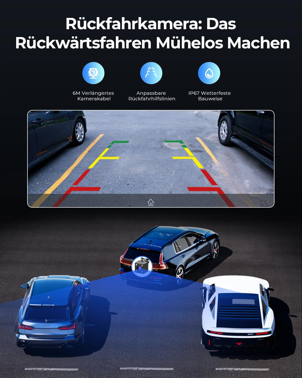 Krunia 8.1" Kabelloser Tragbarer 60FPS CarPlay-Bildschirm für Apple CarPlay & Android Auto, OTA-Updates, Rückfahrkamera, Mirror Link, Bluetooth, Sprachsteuerung, GPS-Navigation