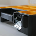 STANLEY FATMAX Profi Werkzeug-Organizer (45 x 12 x 36 cm, tiefe Fächer, mit transparentem, schlagfestem Deckel, integriertem Griff & Metallschließen, 10 herausnehmbare Boxen) 1-97-518